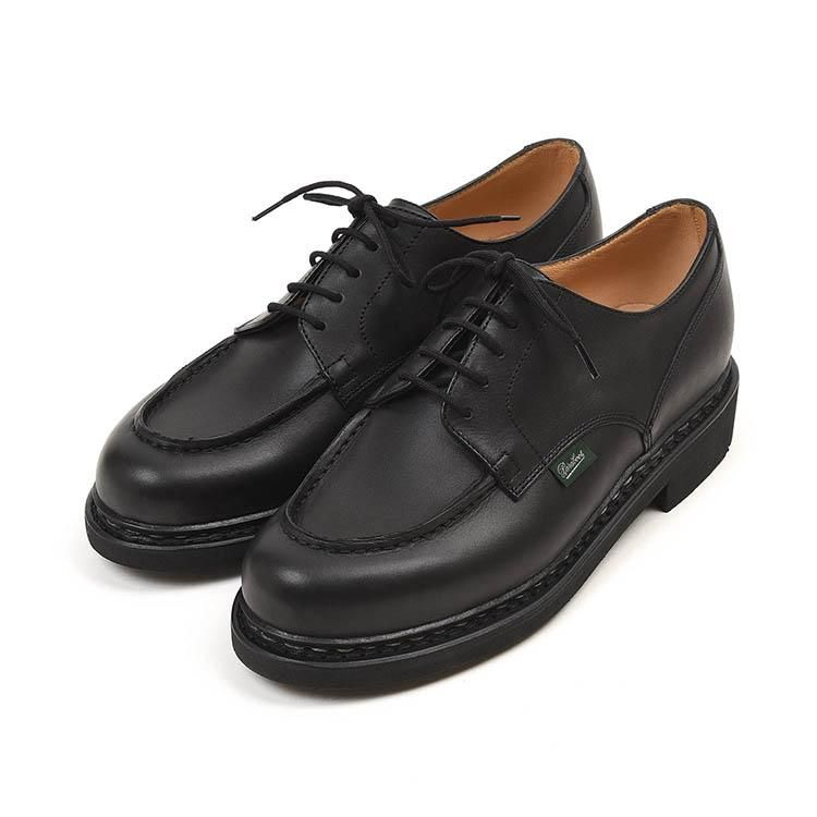 未使用品□Paraboot/パラブーツ 710709 シャンボード Uチップ LISSE リス カーフレザー モックトゥシューズ ブラック 6 1/2 仏製 メンズ