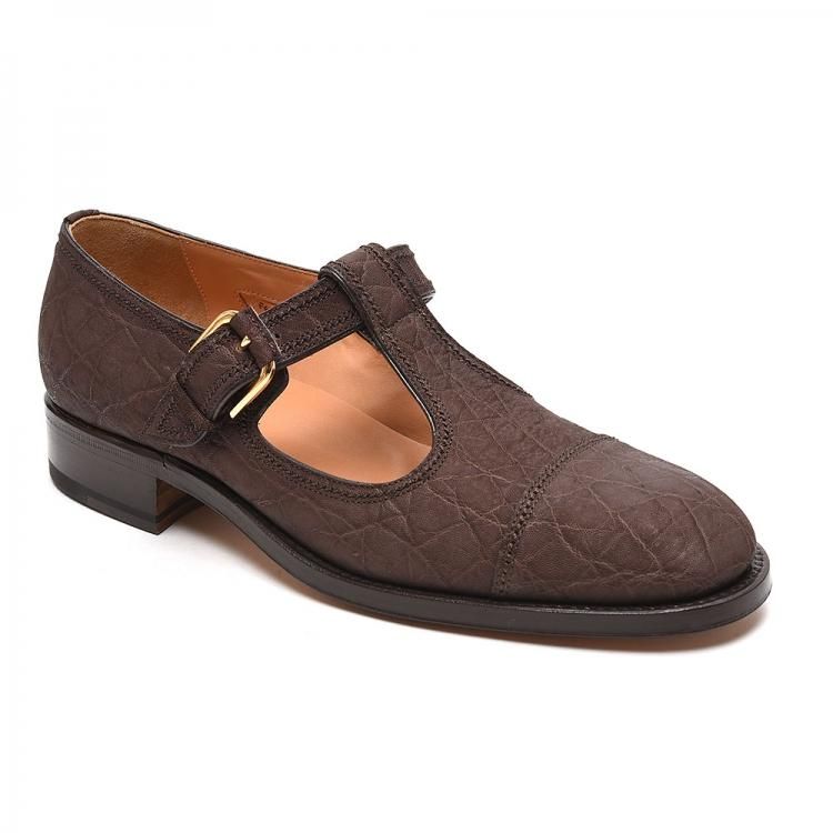 フラテッリジャコメッティ FG325-ELF Tストラップ 象革 【マロン