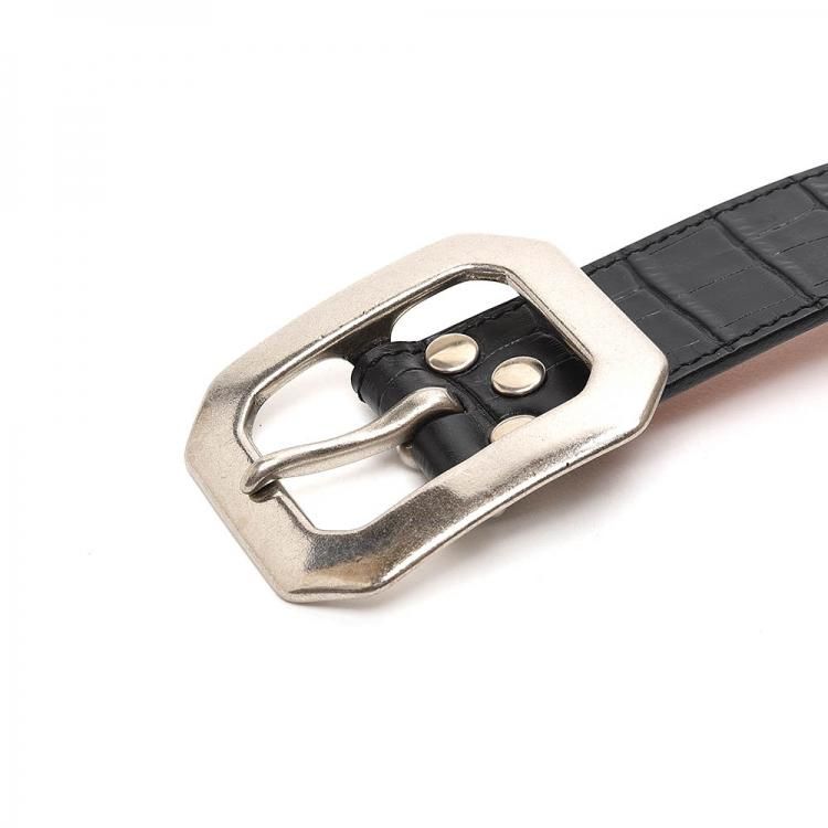 K.T. Lewiston 本クロコダイル 925シルバーバックル ベルト 32 K.T. Lewiston 本クロコダイル 925シルバーバックル ベルト 32