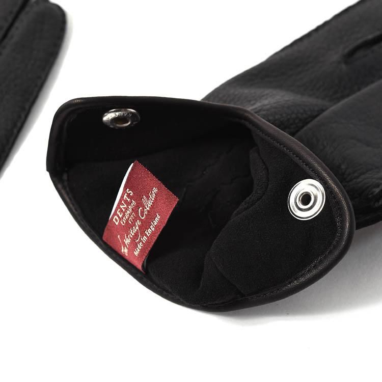 鹿革グローブ】デンツ 15-1102 ディアスキン×アンラインド BLACK
