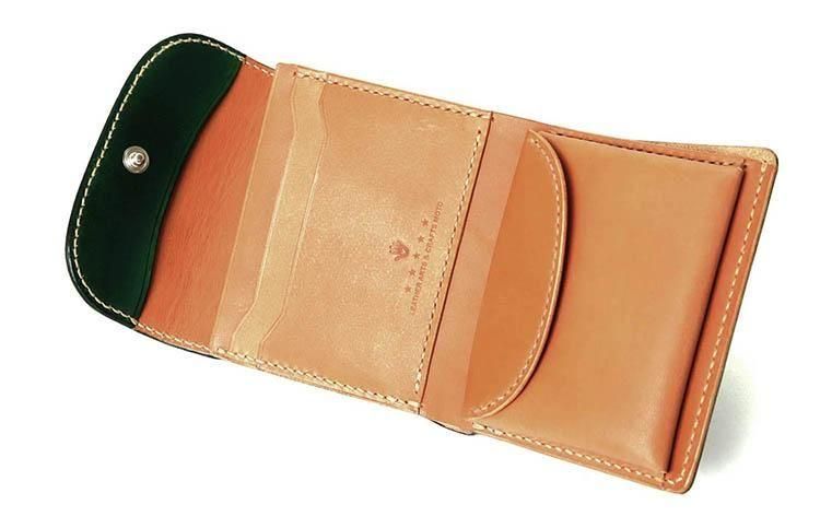 MOTO W5 ハンドダイ・ヌメクロコ ショートウォレット (グリーン)