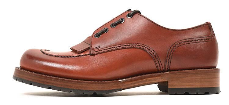 お洒落なレザーシューズ　Vibramソールオレンジブラウン革靴ブーツ お洒落なレザーシューズ Vibramソールオレンジブラウン革靴