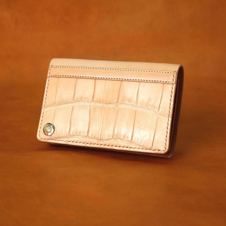MOTO W2 ヌメクロコ×ベルギーヌメ ミドルウォレット (ナチュラル)