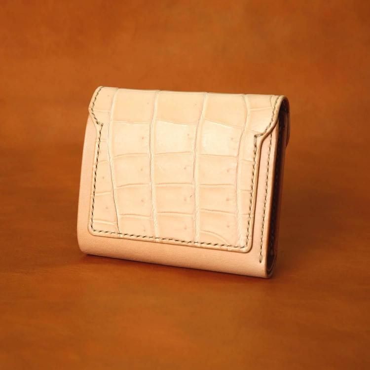MOTO W5 ヌメクロコ×ベルギーヌメ ショートウォレット (ナチュラル)