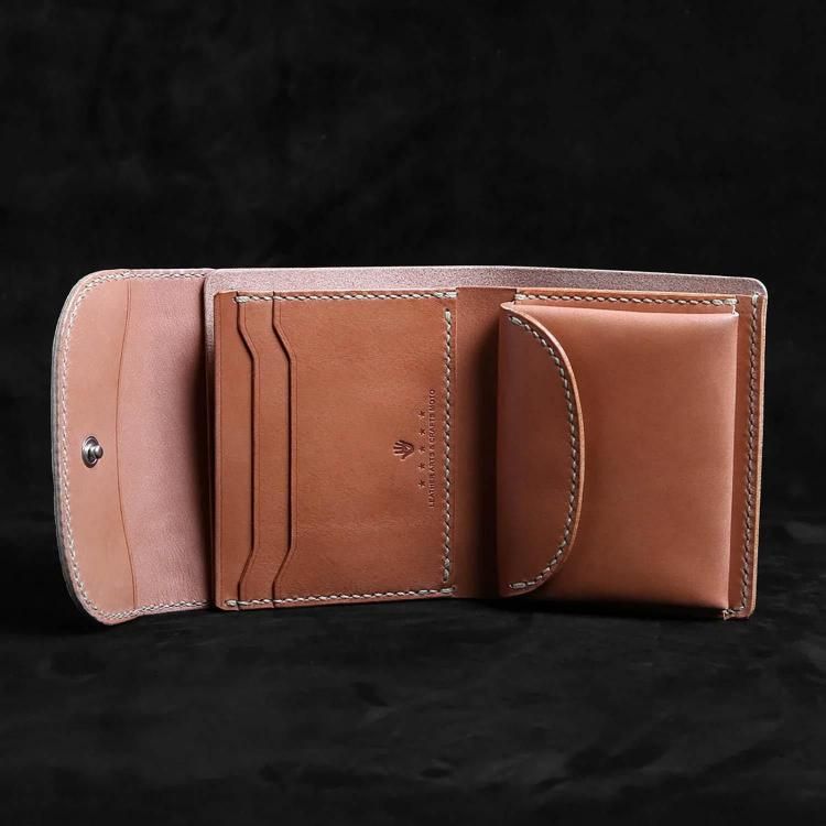 MOTO W5 ヌメクロコ×ベルギーヌメ ショートウォレット (ナチュラル)