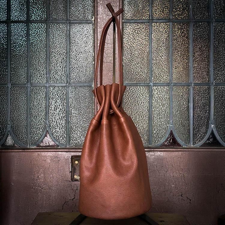 MOTO ゴートレザー巾着ポーチ　BLACK BAG70 ≪BLACK≫ GOAT LEATHER POUCH ゴートレザー巾着ポーチ