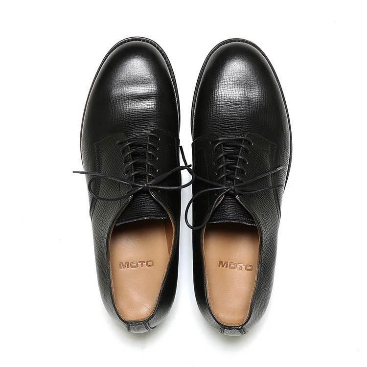 MOTO 2152 クロスハッチコードバンプレーントゥシューズ (ブラック)