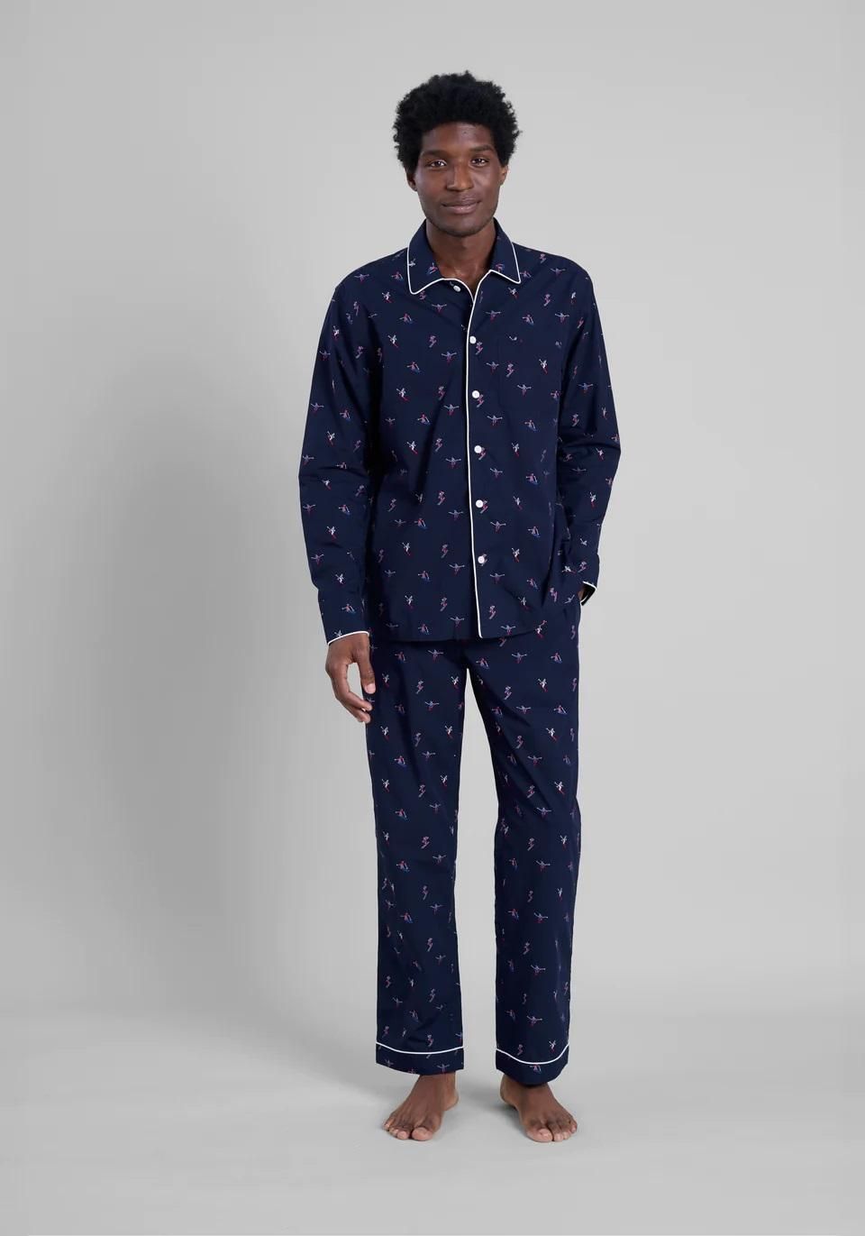 SLEEPY JONES】メンズ/Henry Pajama Set/Ski Print Jacquard