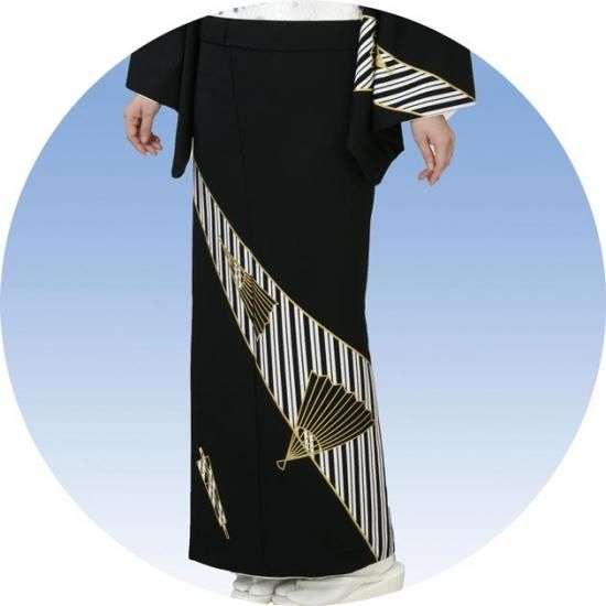 踊り 着物 附下 絵羽 着物（きもの）30-45 胴抜き仕立上がり黒地