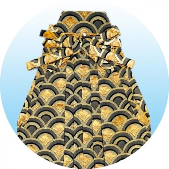 (7-110)馬乗袴　2尺2寸　青　亀甲紋　花菱　黒　踊袴 袴 メンズ 男性 馬乗り袴 踊り 金襴 花菱 青海波 成人式 卒業式