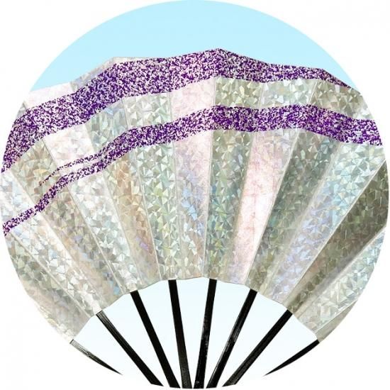 舞扇子 舞扇 パール 銀ホログラム箔 紫かすみ 踊り用 扇子 よさこい あ