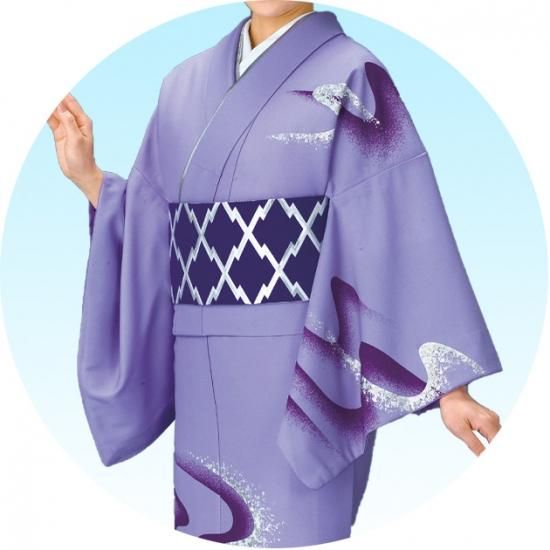 踊り絵羽 附下 訪問着 【仕立上り】 絵羽 群青 紫 青 セミオーダー -