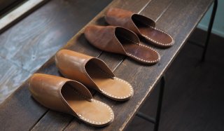 Linen stitch Leather slippers