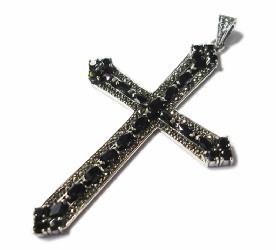 ƥޡȡ̡ʥ֥åCZ : Antique Marcasite Cross L (Black CZ)