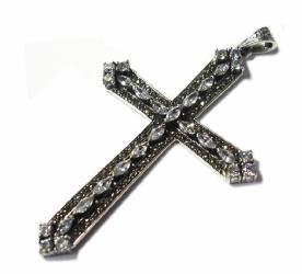 ƥޡȡ̡ʥۥ磻CZ : Antique Marcasite Cross L (White CZ)