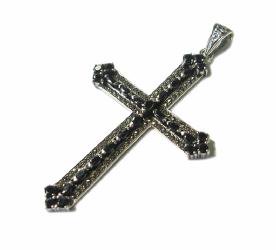 ƥޡȡ͡ʥ֥åCZ : Antique Marcasite Cross M (Black CZ)