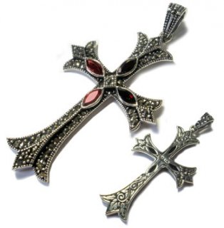 ޡȡ󡦥̡ʥͥåȡ : Marcasite Cross on Cross L (Garnet)