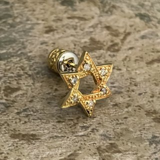 塼å塦ԥ10Kɡۥ磻ȥɡ : Jewish Star Stud (10K Yellow Gold / White Diamond)