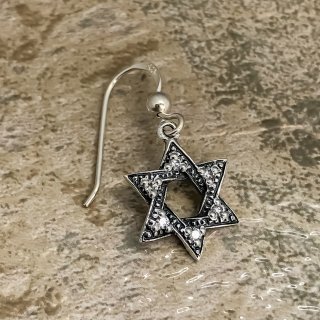 塼å塦եåԥʥۥ磻CZ : Jewish Star Hook Earring (White CZ)