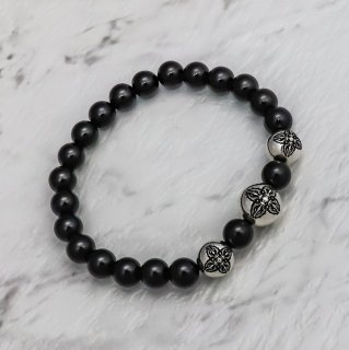 ȡ󡦥֥쥹å w/ ֥롦ɡӡʥ˥) : Stone Bracelet w/ Double Dorje Bead (Onyx)