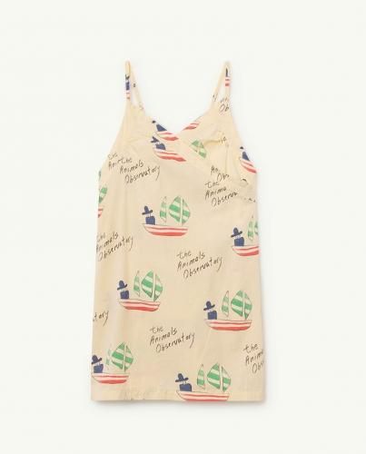 The Animals Observatory WEASEL KIDS DRESS YELLOW SHIPS