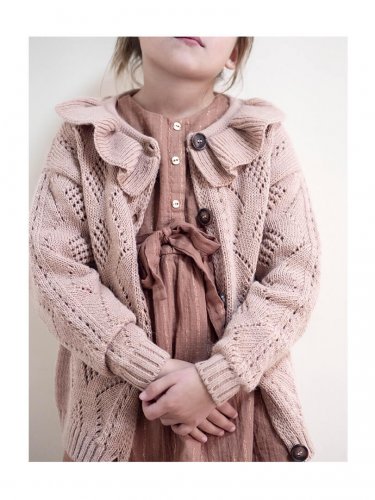 30%OFF/TOCOTO VINTAGE Knitted open-work cardigan with flounced neck pink -  W THE STORE