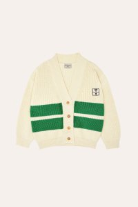 THE CAMPAMENTO GREEN BANDS OVERSIZED KIDS CARDIGAN