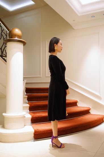 NEW】【即納】ベロアスクエアネックワンピース - anneofficial