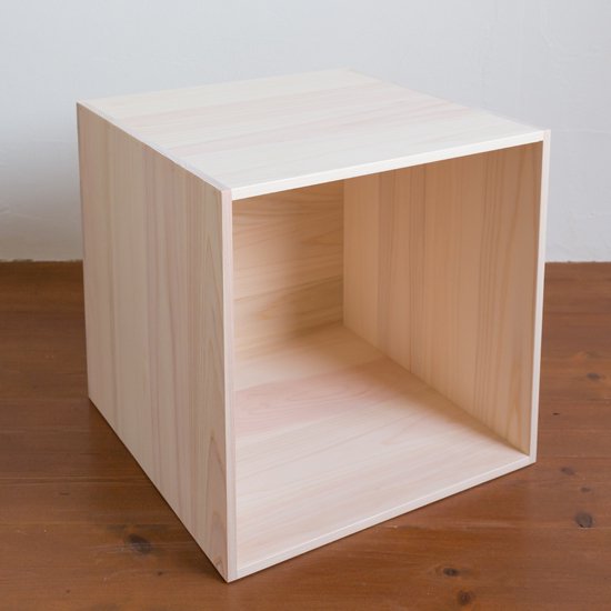 ひのきキューブボックス 無塗装 背板つき - 木作り工房こだかさー高知県産の、ひのき香るキューブボックス