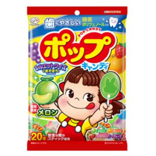 不二家 ポップキャンディ 袋 20本×6入 (メロン キャンディ 飴 ペコちゃん お菓子)。