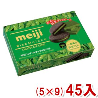 （本州一部送料無料）明治 6枚 リッチ チョコレートサンド 抹茶 (5×9)45箱入 (ケース販売) (Y12)。