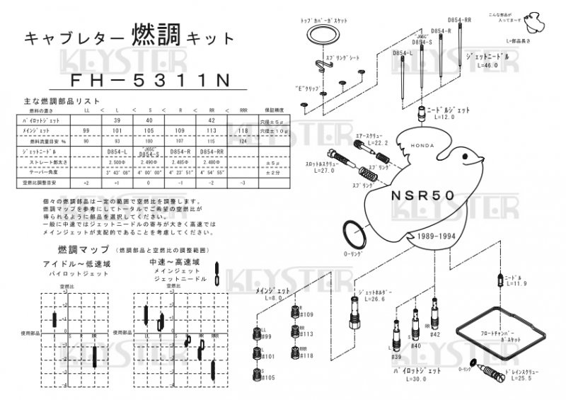 燃調キット NSR50 (AC10)用キャブレター オーバーホール&セッティング 燃調キット NSR50 (AC10)用キャブレター オーバーホール&セッティング