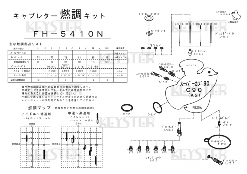 燃調キット スーパーカブ90, C90用キャブレター オーバーホール