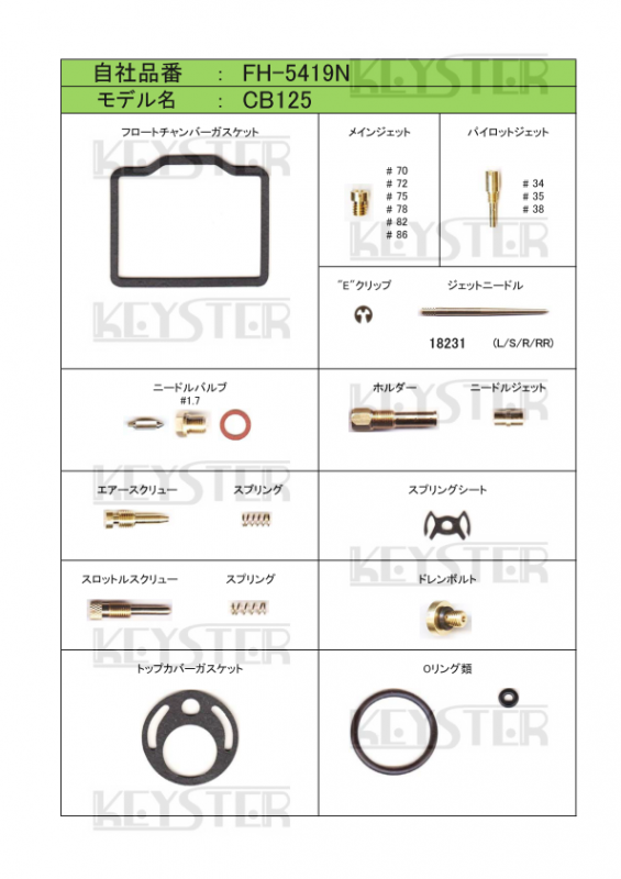 GINGER掲載商品】 KEYSTER キースター キャブレター燃調キット CB400