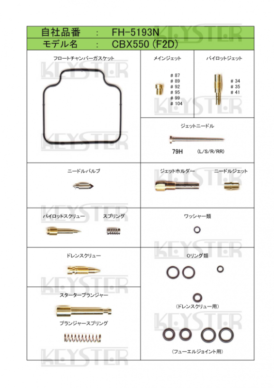 燃調キット CBX550F用キャブレター オーバーホール&セッティング 