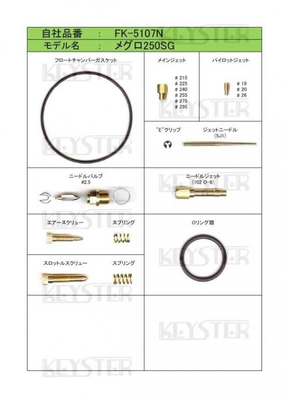 17オーダーページ 燃調キット メグロ250SG用キャブレター オーバーホール