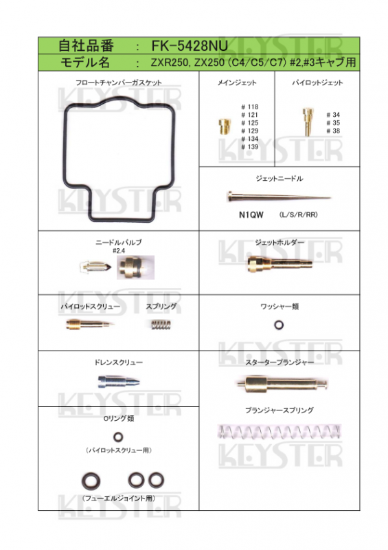 燃調キット ZXR250/ZX250 (C4/C5/C7), インサイドキャブ#2#3用 燃調キット ZXR250/ZX250 (C4/C5/C7), インサイドキャブ#2#3用