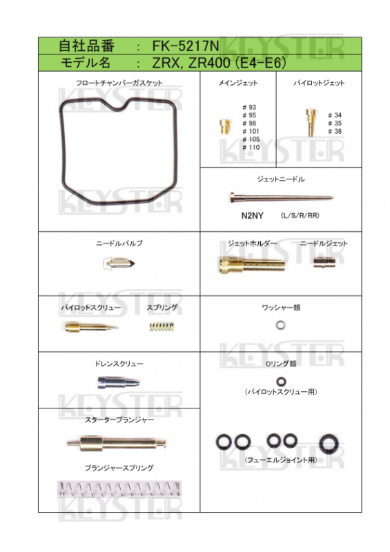 休日限定 ZRX/ZR400 燃調キット (E4-E6), (F4-F6)用 ZRX-II/ZR400 パーツ