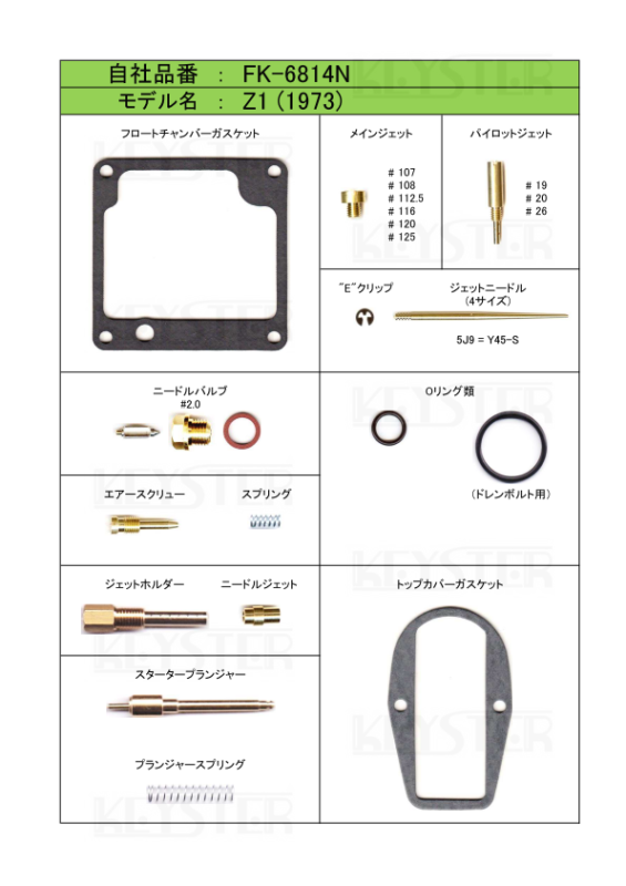 【T-ポイント5倍】 燃調キット Z1用キャブレター オーバーホール&セッティング アクセサリー