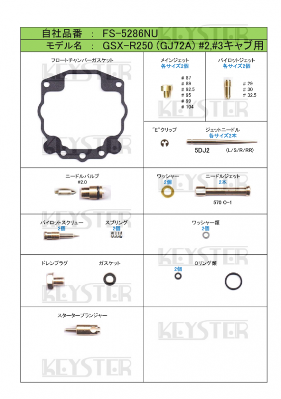 燃調キット GSX-R250 (GJ72A), インサイドキャブ用キャブレター 燃調キット GSX-R250 (GJ72A), インサイドキャブ用キャブレター