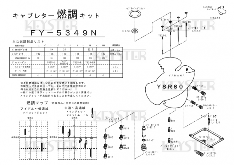 燃調キット YSR80用キャブレター オーバーホール&セッティング 燃調キット YSR80用キャブレター オーバーホール&セッティング