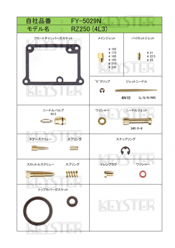 燃調キット RZ250 (4L3)用キャブレター オーバーホール&セッティング 