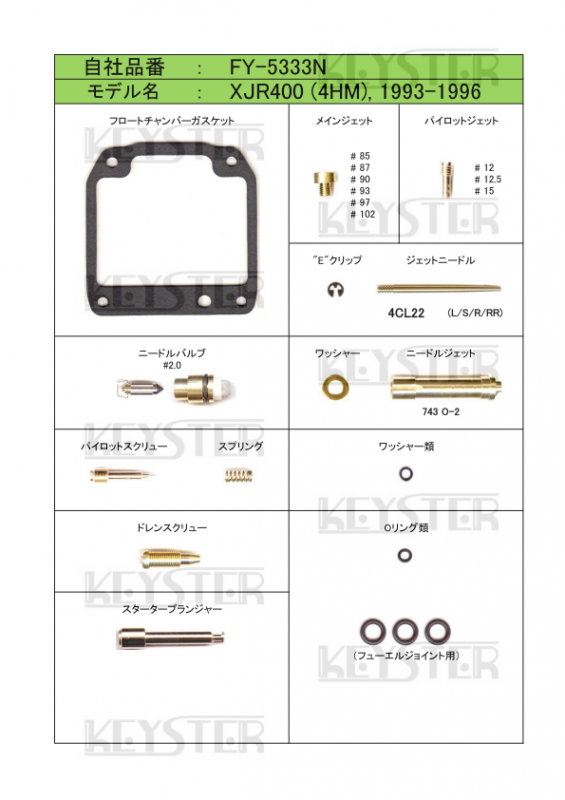 燃調キット XJR400 (4HM)用キャブレター オーバーホール&セッティング