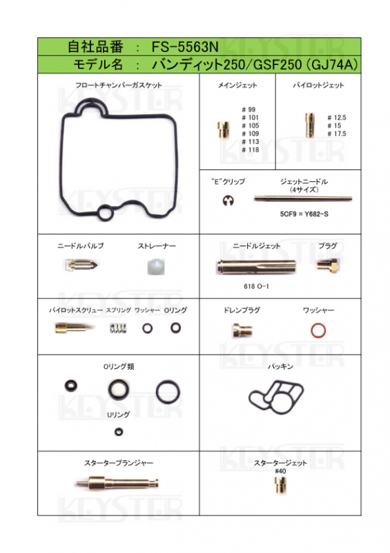 GJ74A　キャブレター　オーバーホール　リペアキット　燃調キット　キャブ