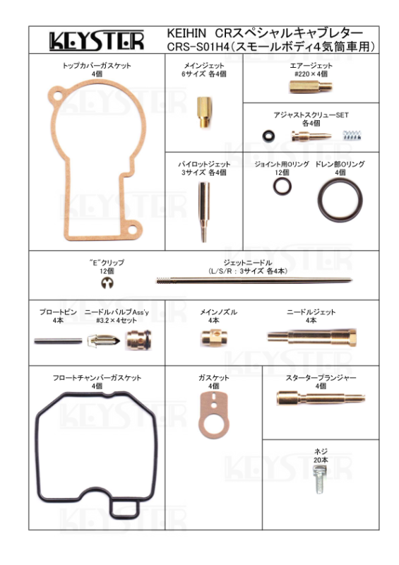 NC30　オーバーホール　リペアキット　キャブレター　燃調キット　メインジェット