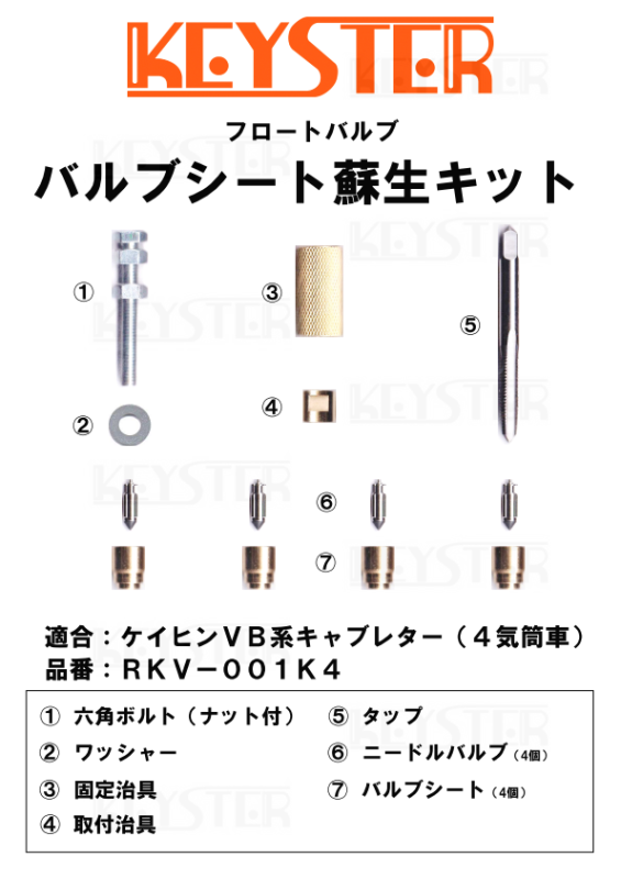 バルブシート蘇生キット ケイヒンVB系キャブレター(4気筒車 バルブシート蘇生キット ケイヒンVB系キャブレター(4気筒車