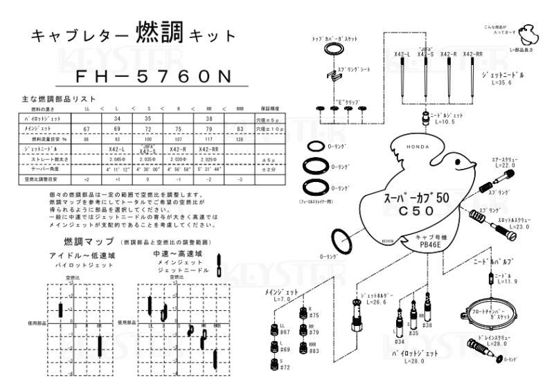 燃調キット スーパーカブ50/C50 (丸目タイプ)用キャブレター