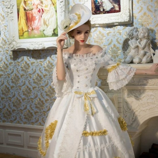 宮廷ドレス お嬢様ドレス お姫様ドレス ヨーロッパ風 ホワイトドレス 