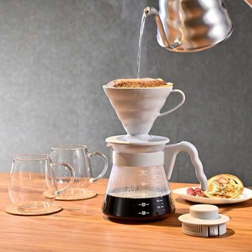 廃盤品　ハリオ　コーヒーメーカー　シルバー コーヒー器具】HARIO V60 コーヒーサーバー 02セット ペール