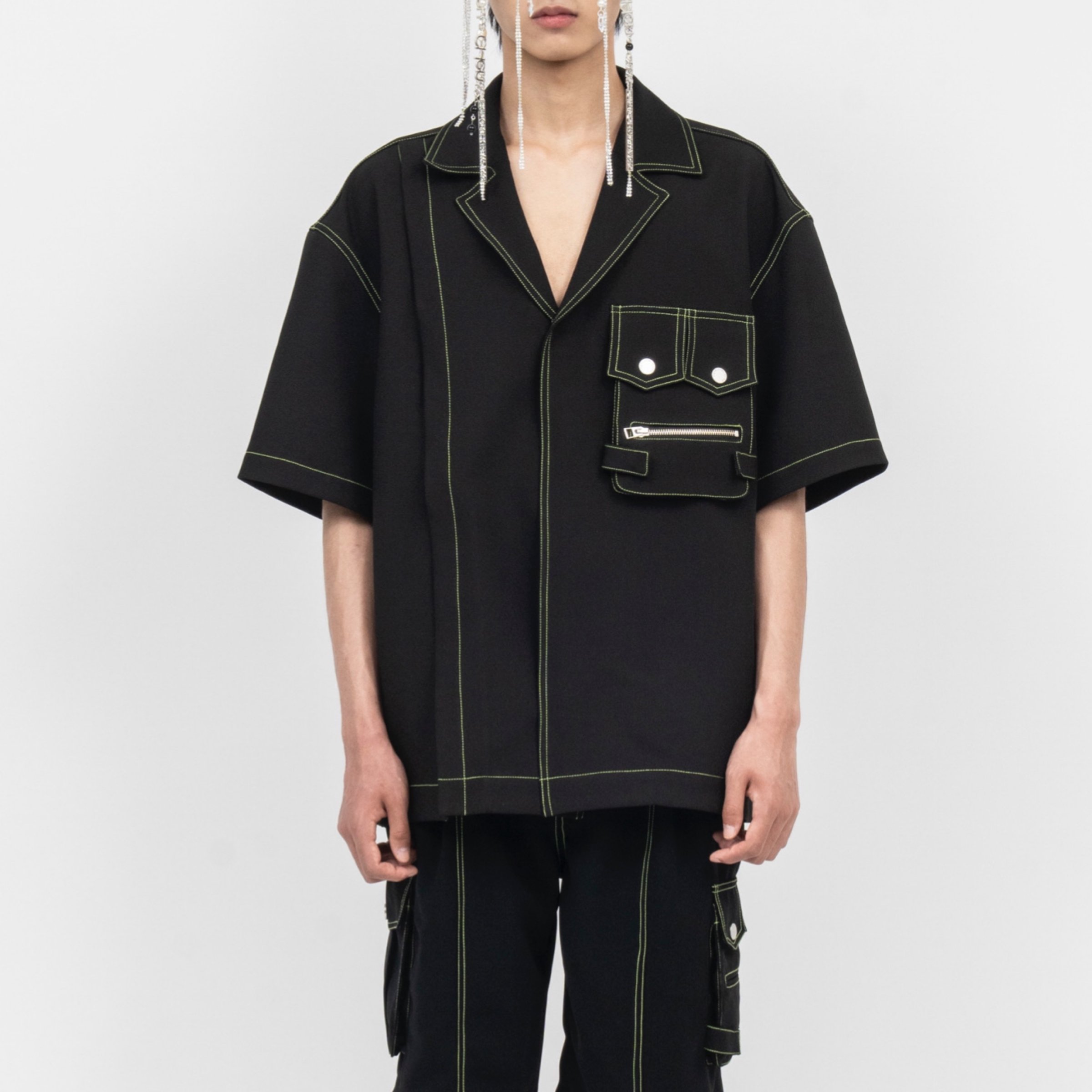 【Feng Chen Wang】<br>3Dポケットハワイアンシャツ